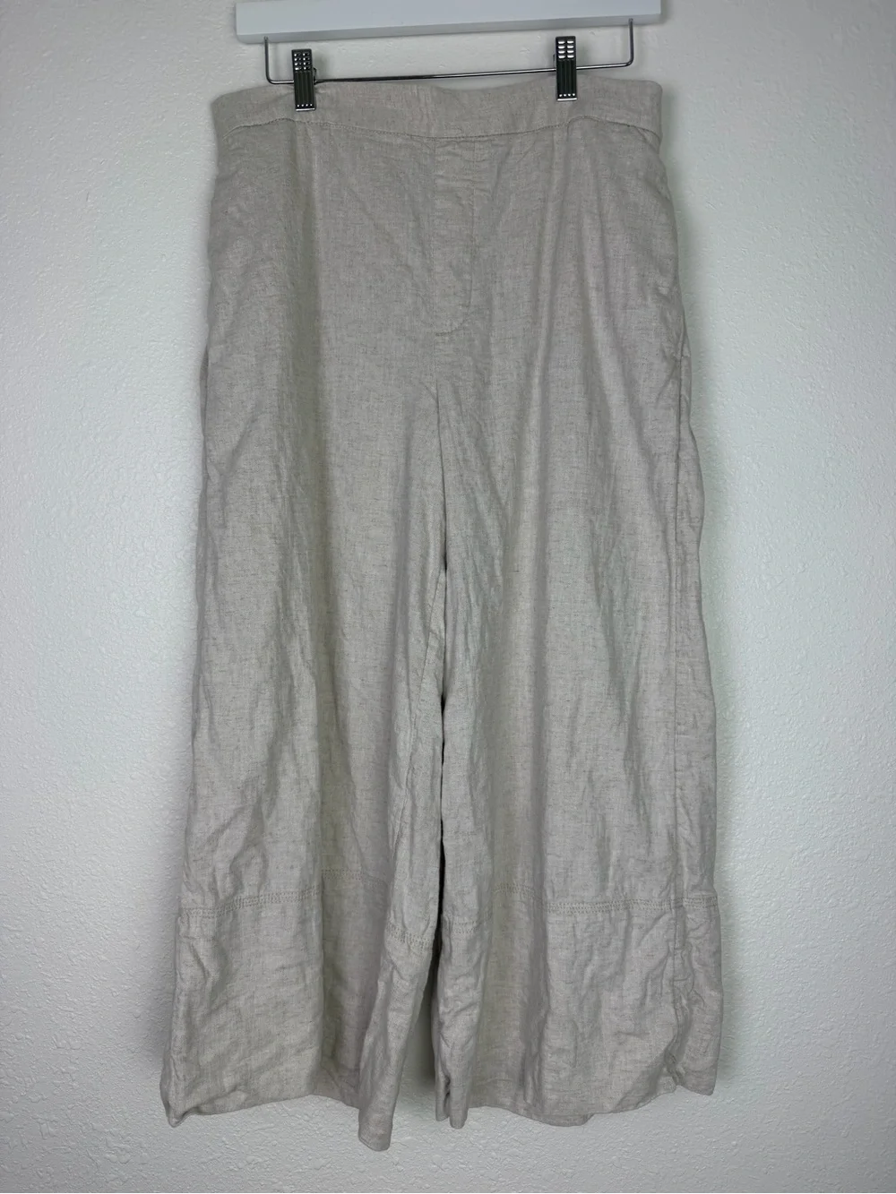 BANANA REPUBLIC Linen Blend High Rise Wide Leg Cropped Pant in Flax size Medium